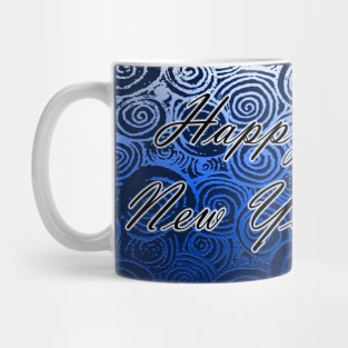 Happy New Year Swirls Blue Mug